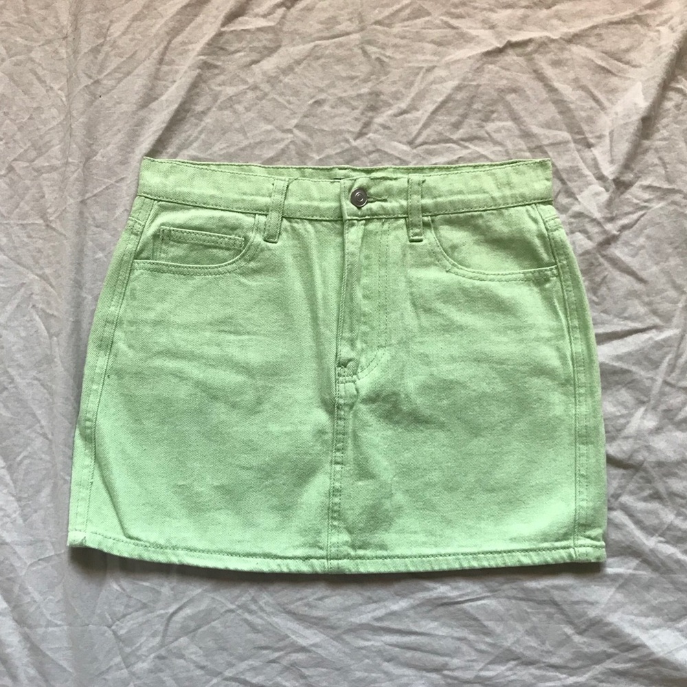 lime green mini skirt